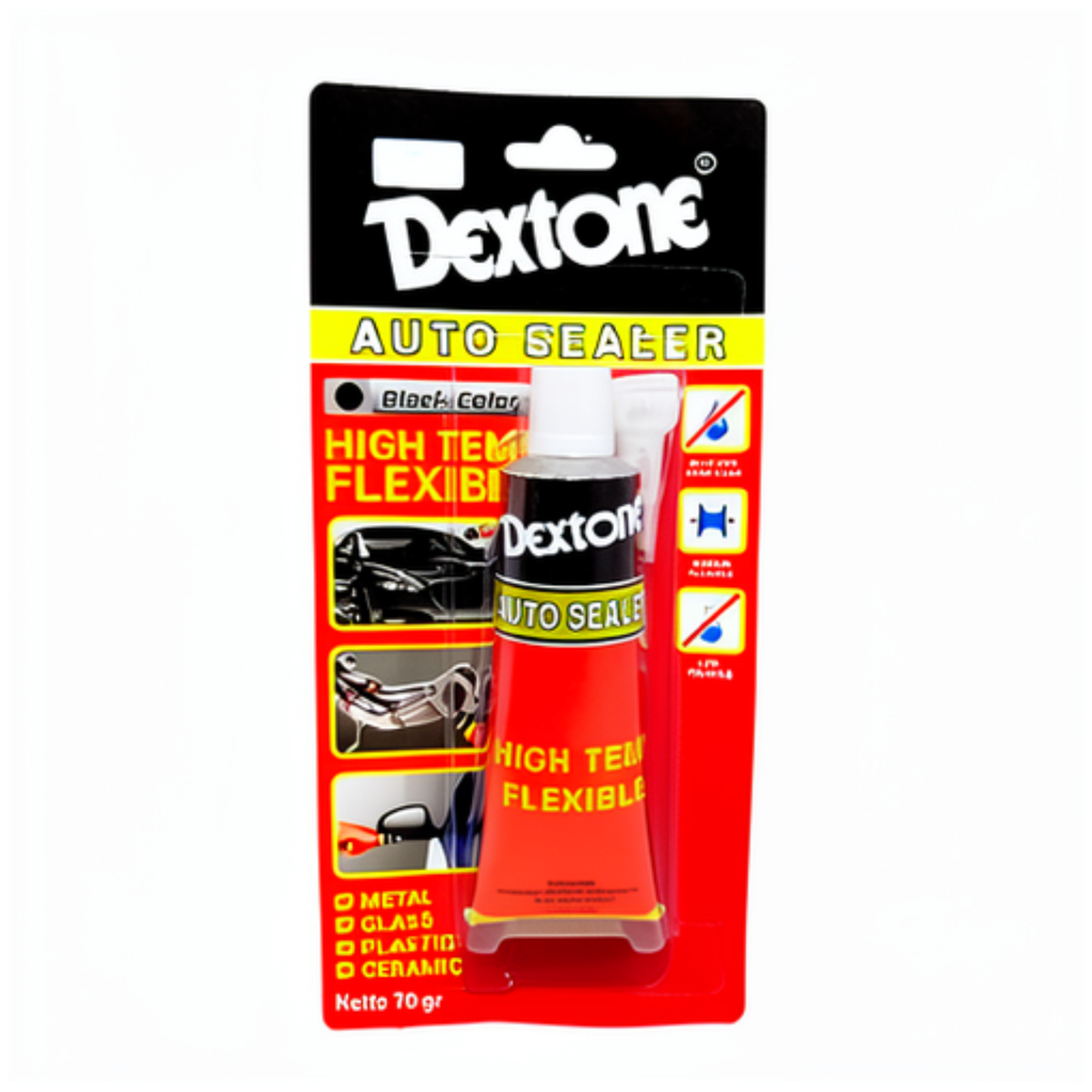 Dextone Auto Sealer 70 gr silicone sealant hitam lem kaca