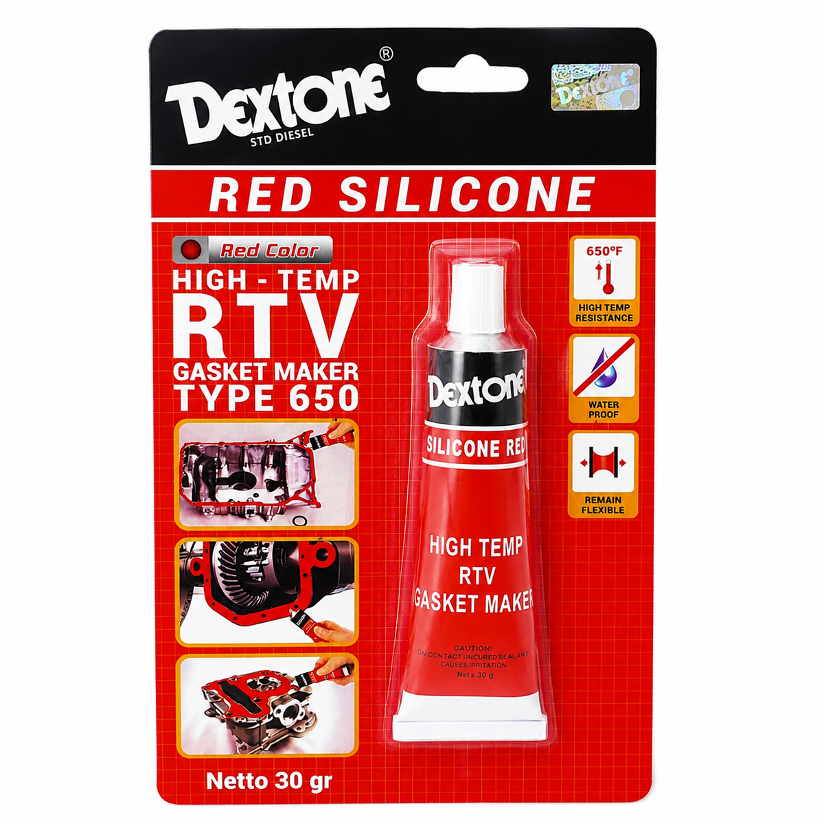 Dextone Red RTV Silicone lem gasket merah 30 gr
